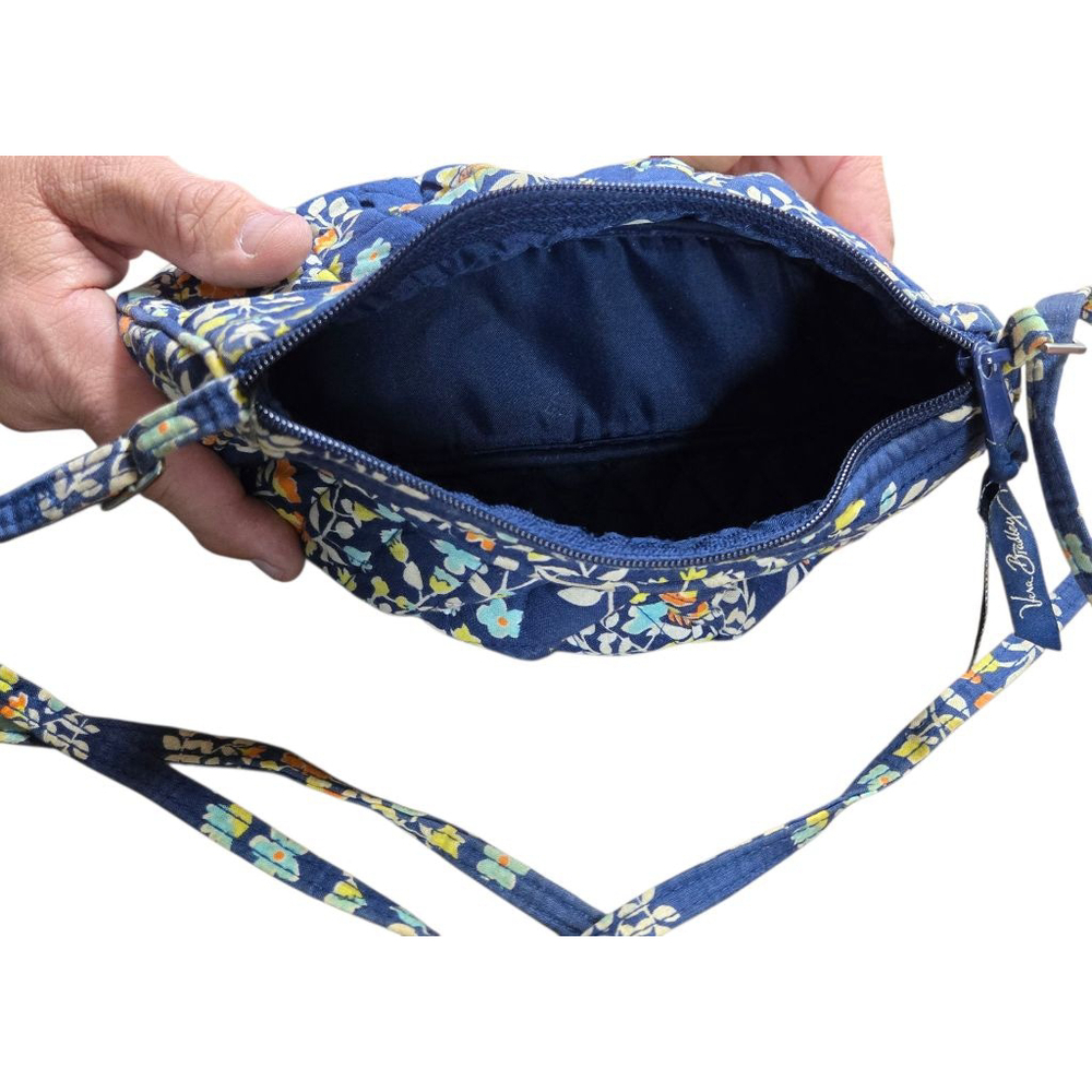Vintage Vera Bradley Mini Crossbody Bag Blue Multicolor Floral Quilted Purse - Picture 9 of 9